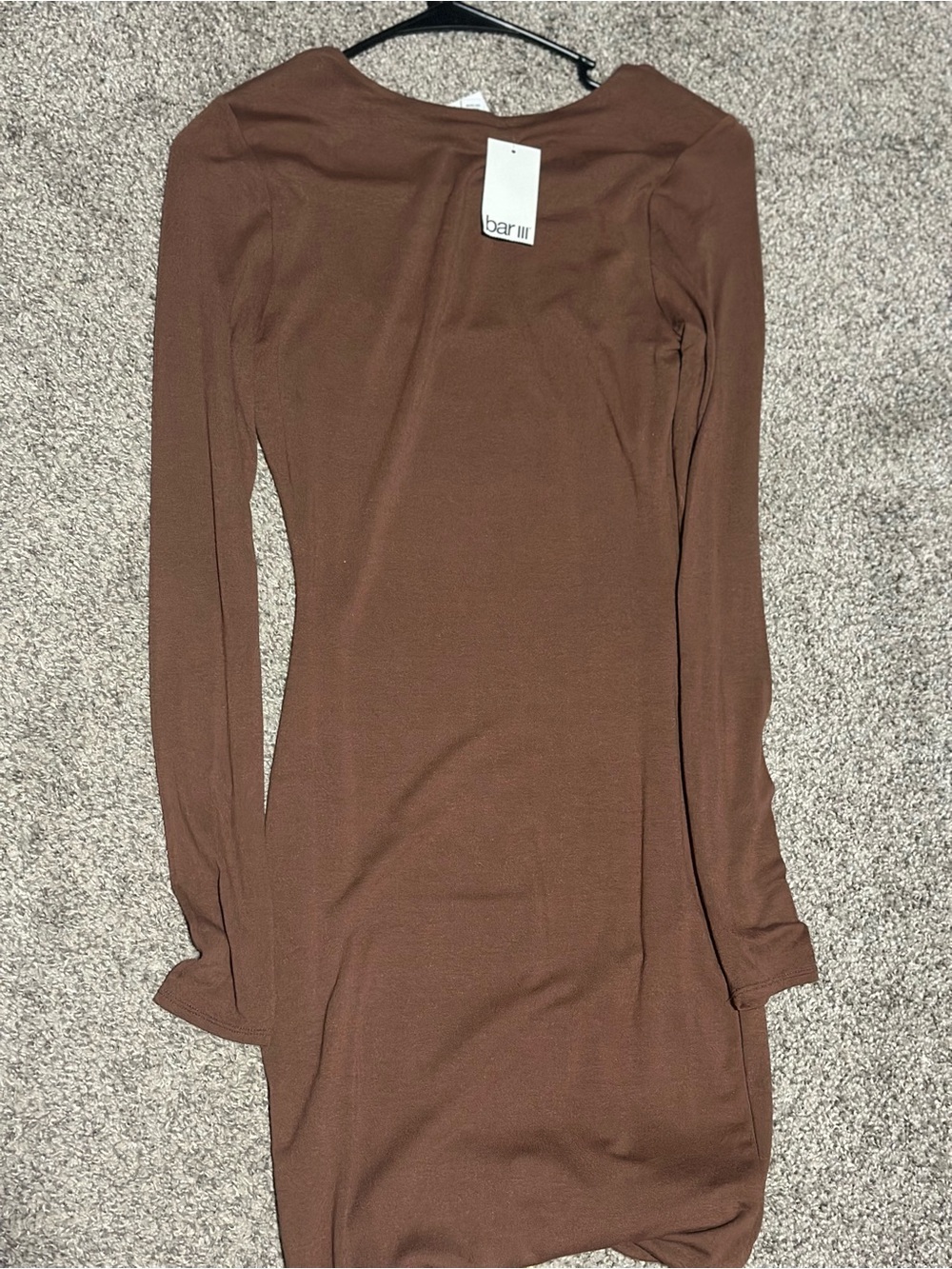 Bar III Brown Long Sleeve Bodycon Dress